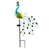 Metal Peacock Garden Ornament Lamp Waterproof LED for Courtyard Garden Path Lawn