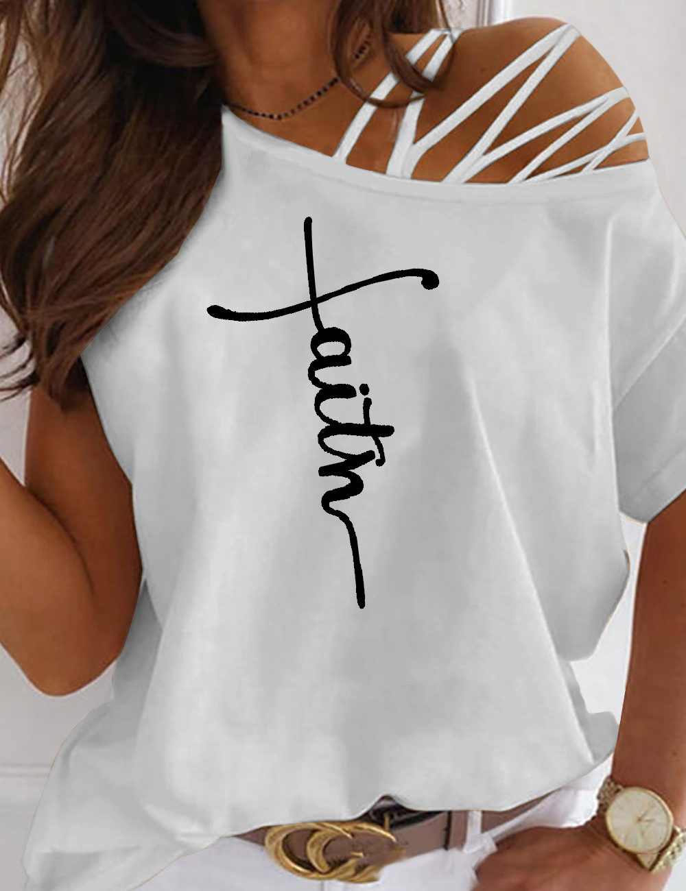 Faith Cold Shoulder Cutout Tee