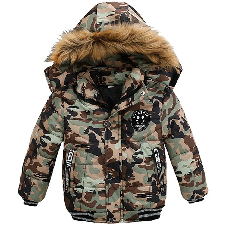 Autumn Winter Baby Boys Faux Fur Jacket Coat Children Kids Hooded Warm Woolen Outerwear Coat For Boy Outfit Clothes 2 3 4 5 Year