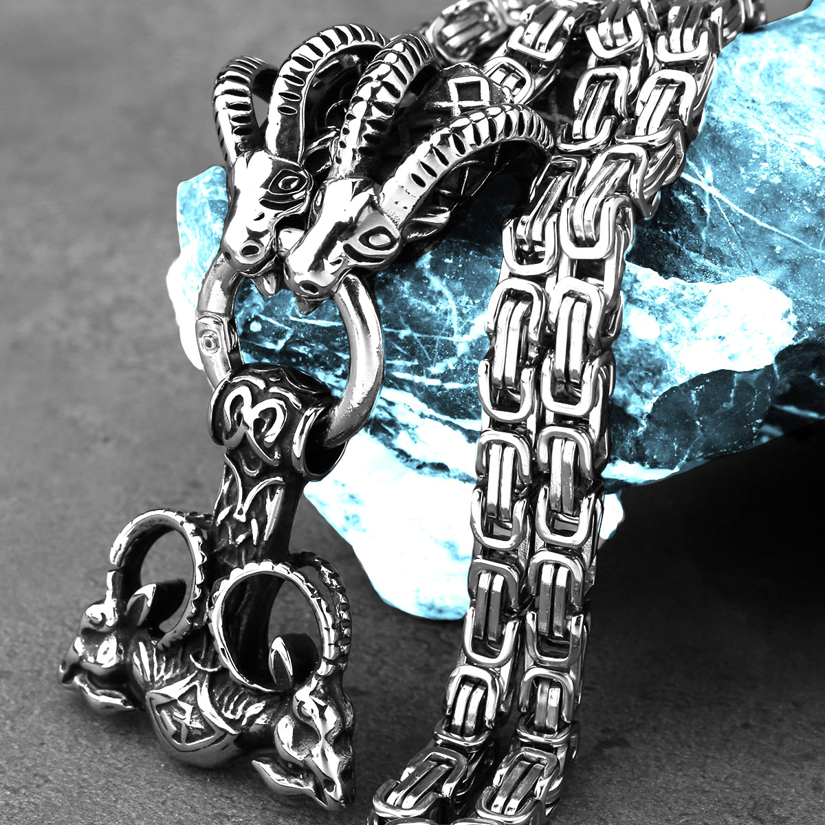 Ram - Head Anchor Titanium Steel Pendant Necklace: A Blend of Viking Symbolism and Craftsmanship