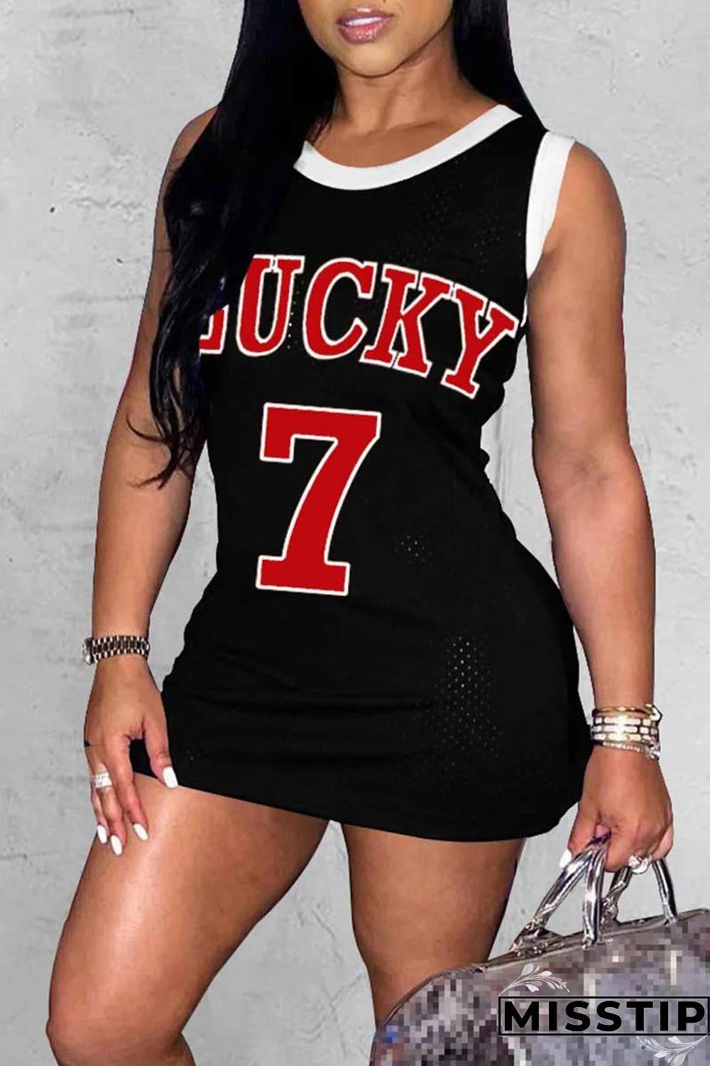Black Casual Print Patchwork O Neck Straight Dresses