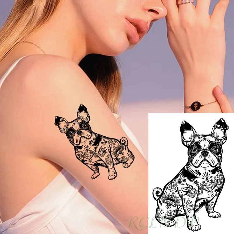 Waterproof Temporary Tattoo Sticker bulldog bird sword arrow diamond flower tatto flash tatoo fake tattoos for men women kid