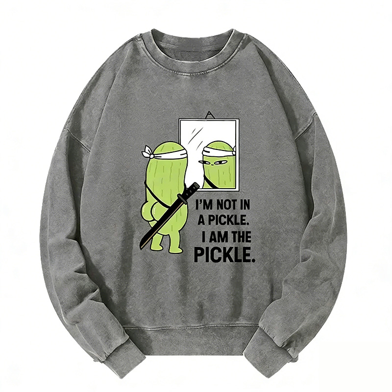 Funny I Am The Pickle Washed Sweatshirt artswardrobe