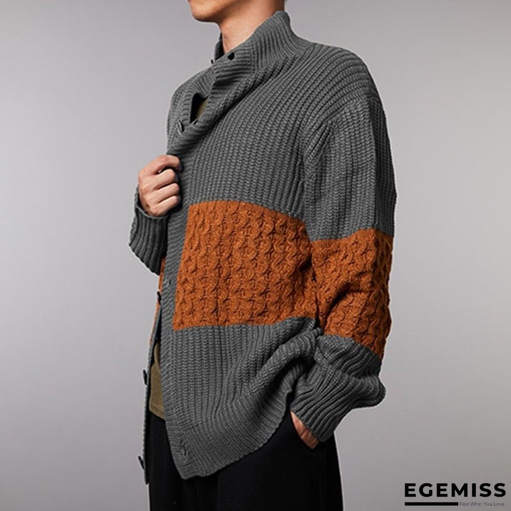 Men's cardigan long sleeve stitched knitted coat | EGEMISS