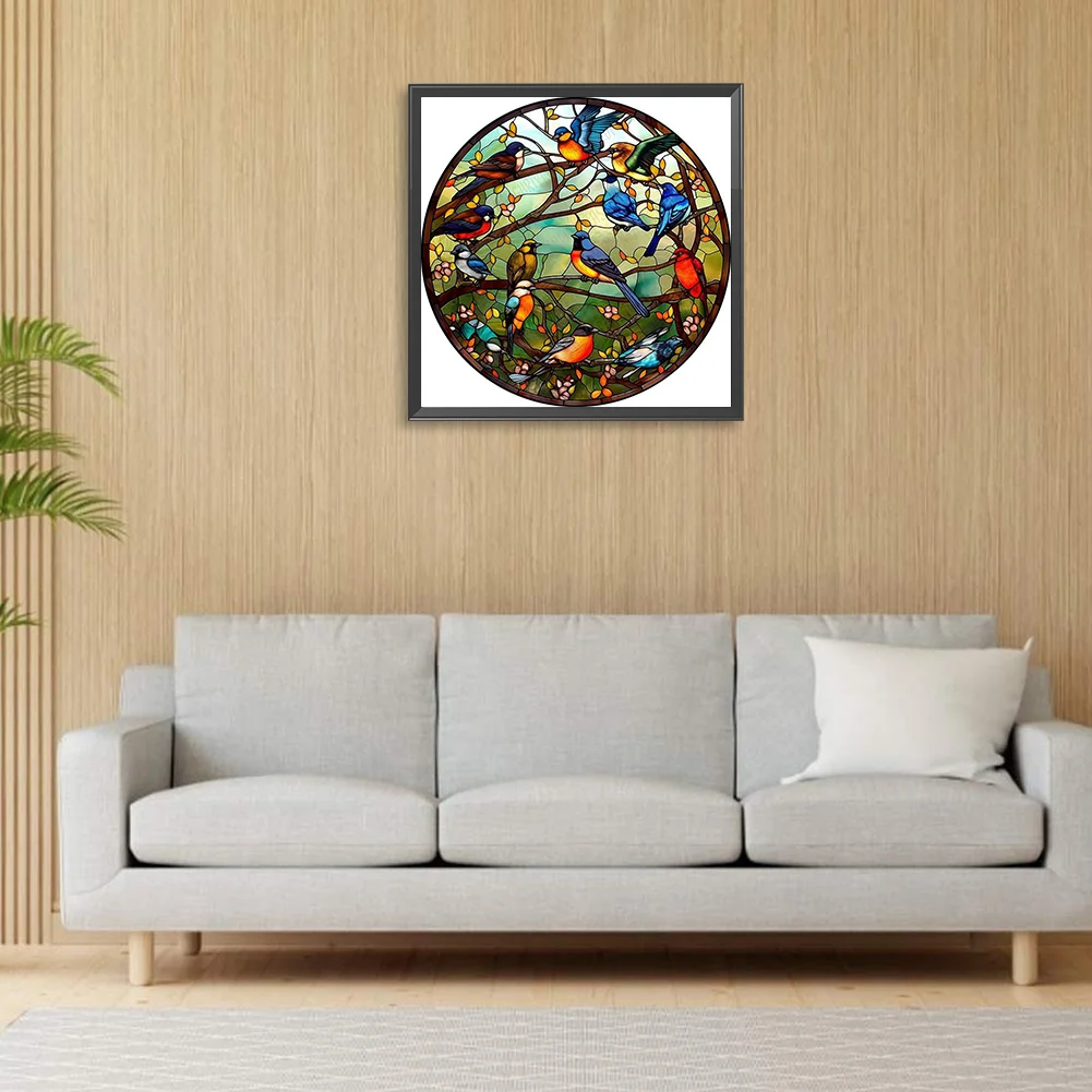 Diamond Painting - Full Round Drill - Stained Glass Bird(Canvas|30*30cm)