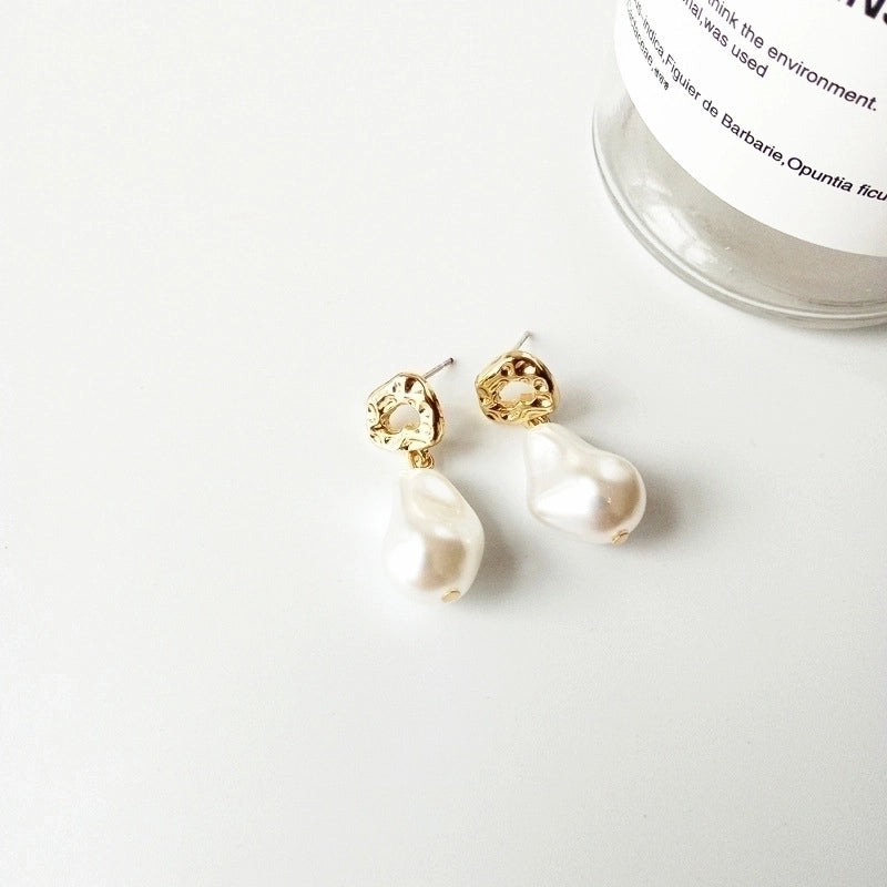 Minimalist Heart Shape Flower Resin Inlay Artificial Pearls Rhinestones Drop Earrings 1 Pair