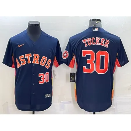 Men's Houston Astros #30 Kyle Tucker Navy With Patch Cool Base Stitched Jersey 5RY6