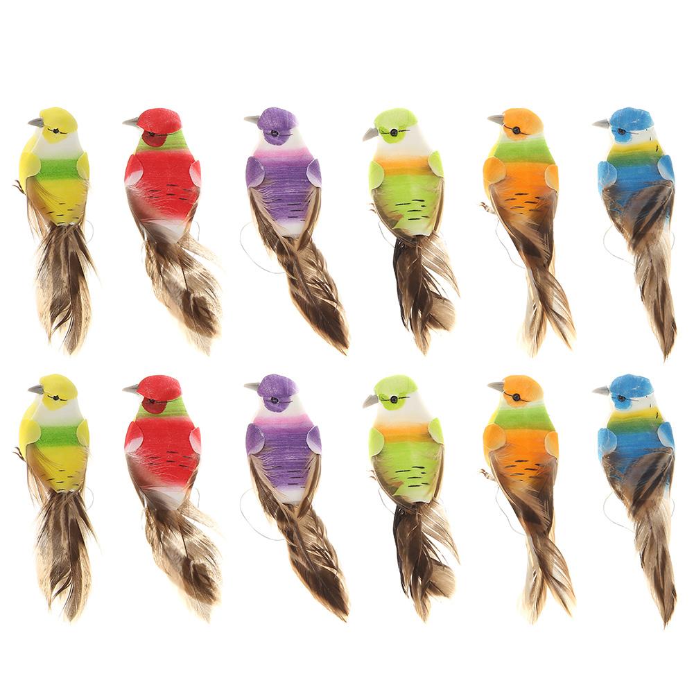 

12pcs/Set Colorful Mini Simulation Fake Foam Birds Model Garden Miniature, 501 Original