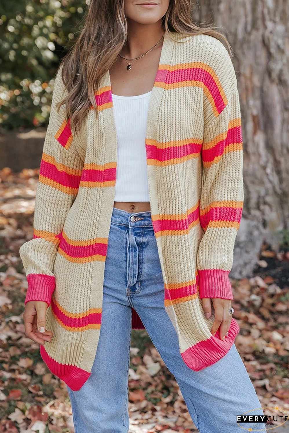 Ribbed Long Knitted Cardigan