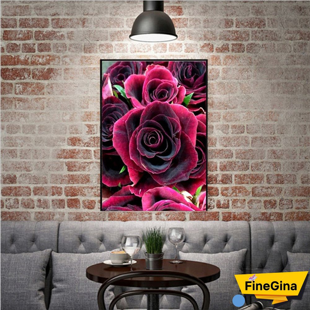 Red Rose DIY Large Size Diamond Painting Kit Full Drill Round Cross Stitch Embroidery