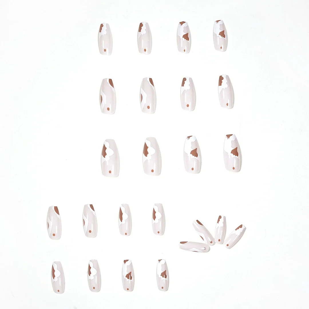 24pcs Temperament Fake Nails Full cover Fake Nails Glue DIY Manicure Nail Art Tools-Nail Inspo