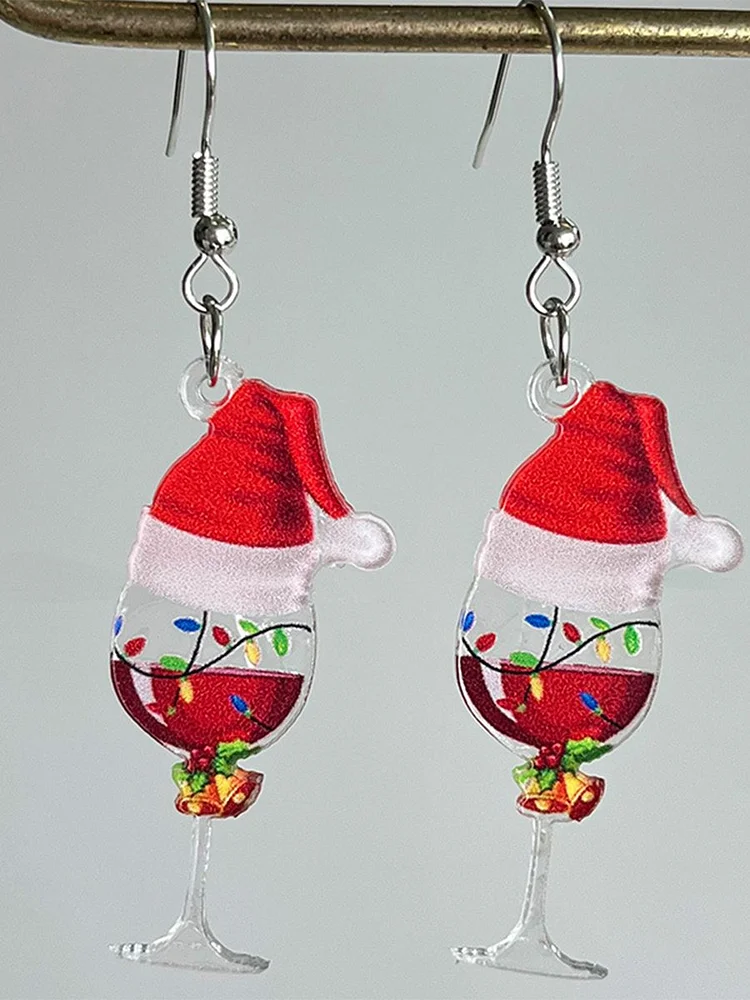Christmas Wine Lights String Acrylic Earrings