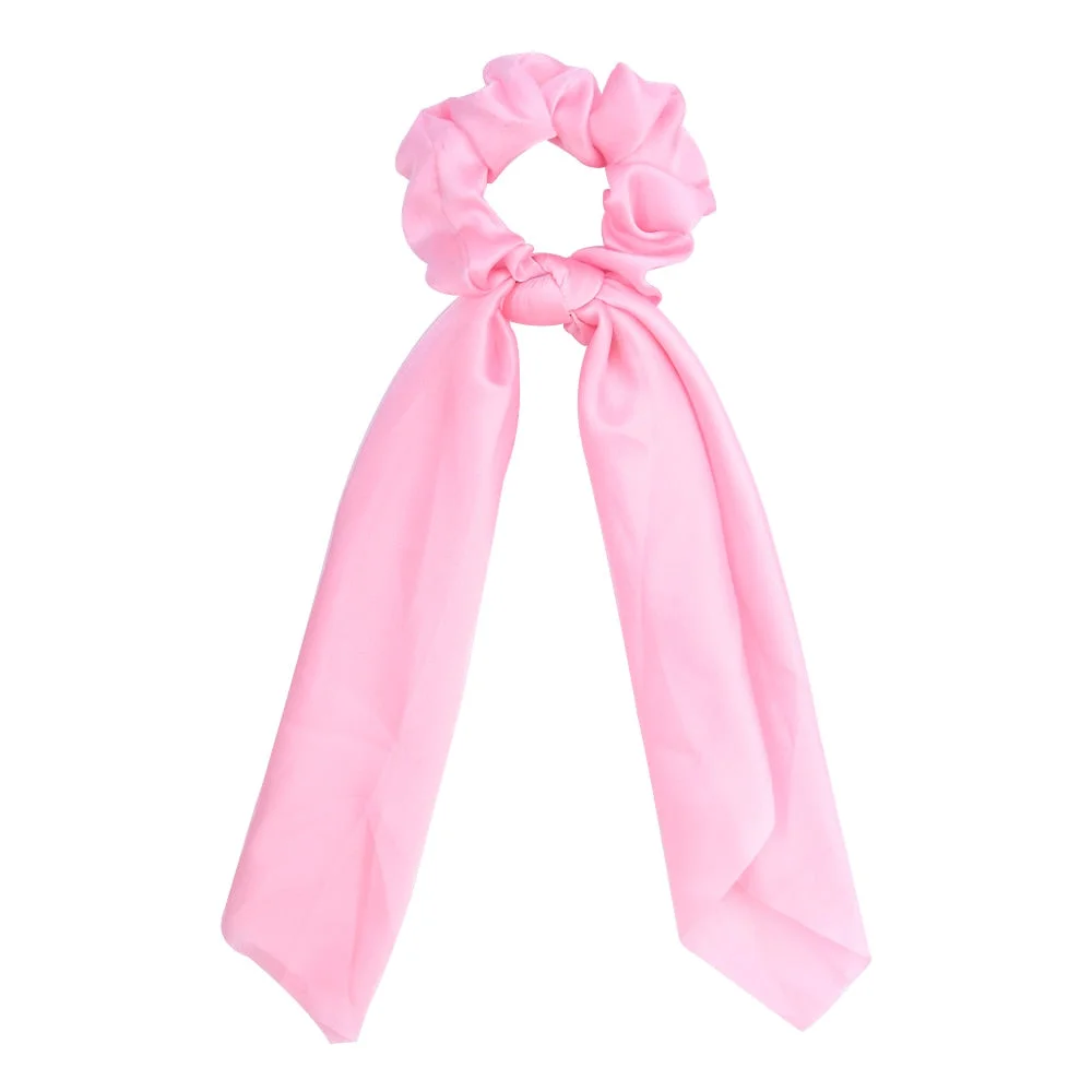 Women Streamers Scrunchies Polka Dot Floral Print Elastic Bow Hair Rope Girls Hair Ties Korean Sweet Hair Accessories Headwear