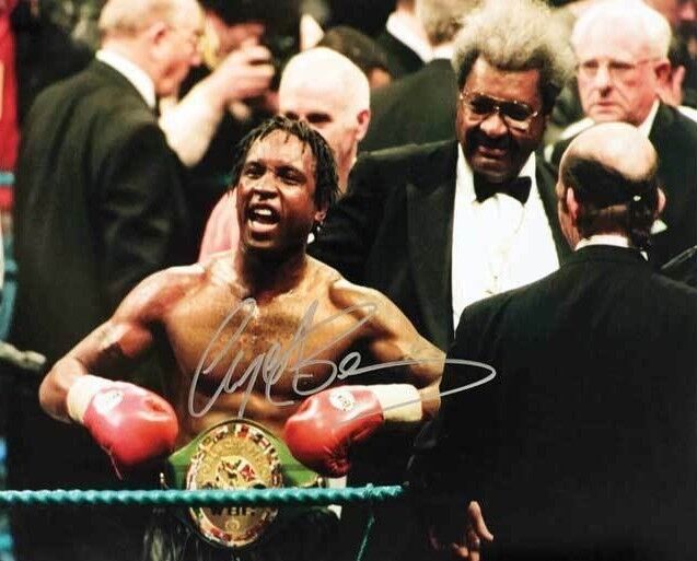 NIGEL BENN WORLD CHAMPION DARK DESTROYER SIGNED BOXING 16x12 Photo Poster painting COA PROOF