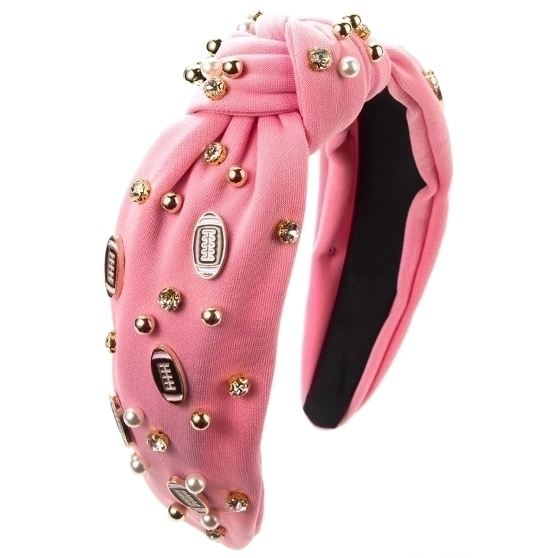 Women’s Casual Baroque Style Rugby Knot Alloy Cloth Inlay Rhinestones Pearl Hair Band