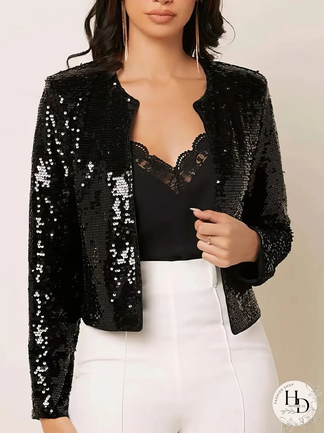 Casual Sequined Long Sleeve Jacket