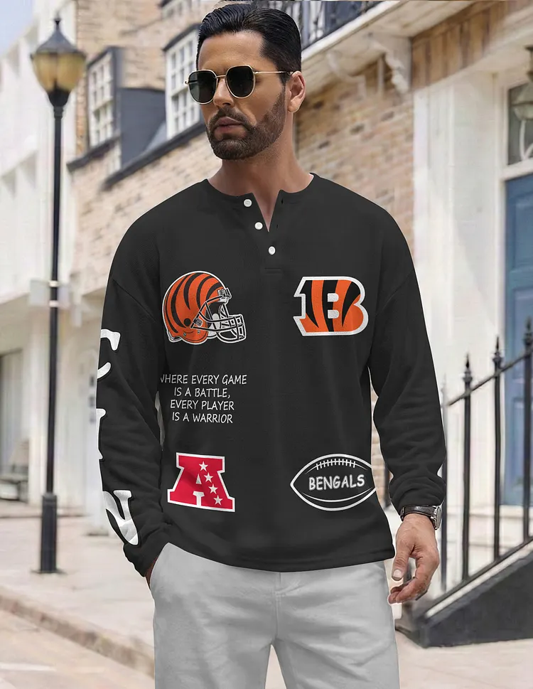 Cincinnati Bengals  Long Sleeve Henley Shirts & Pants set