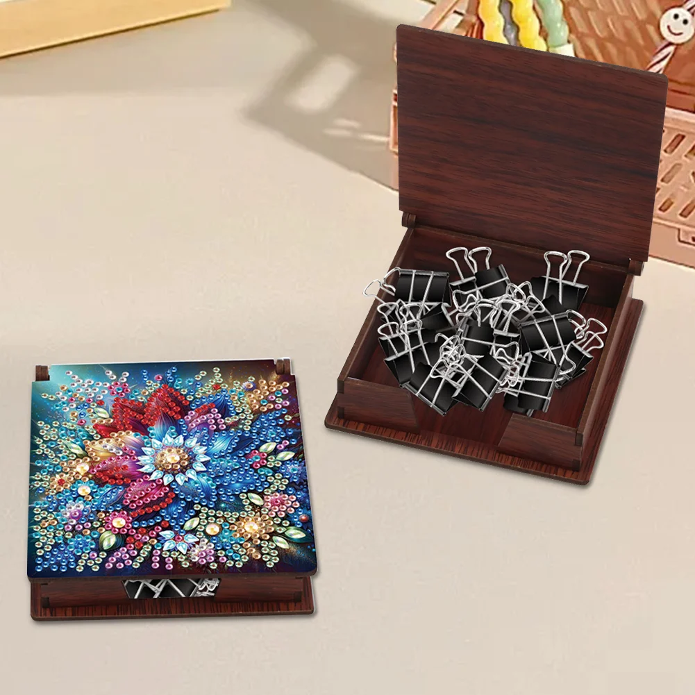 Wood Flower Diamond Painting Memo Pad Holder Mosaic Kit for Home Office