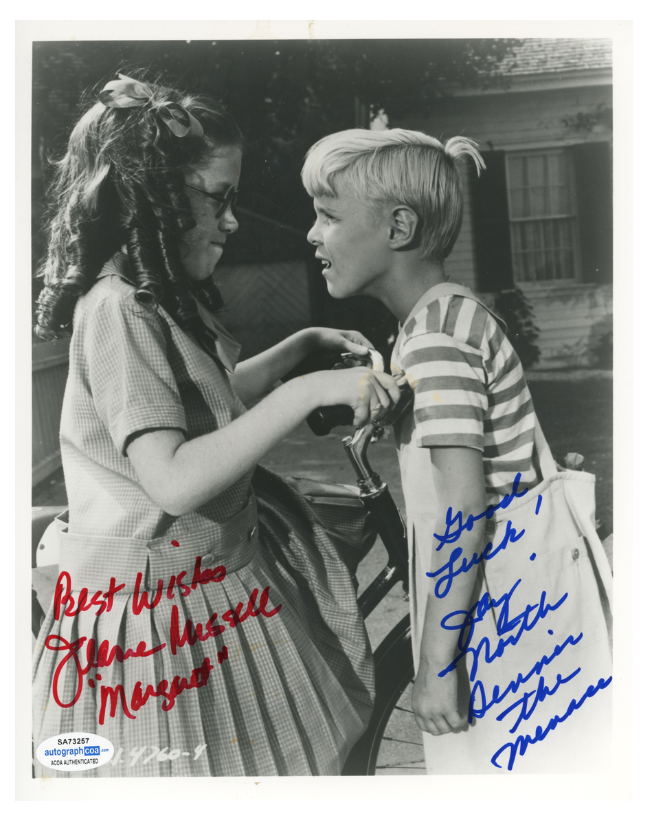 Jay North Dennis The Menace Jeanne Russell ACOA Signed Autograph 8 x 10 Photo Poster painting