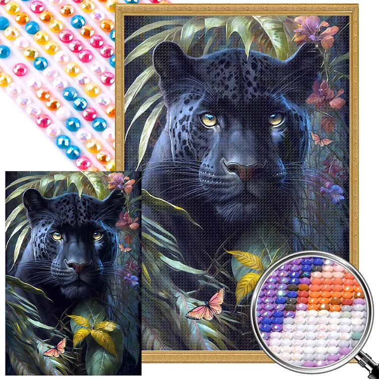 Partial AB Drill - Full Round Diamond Painting - Black Panther 40*60CM