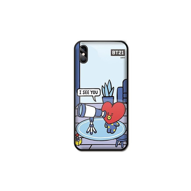 BT21 Glass phone case