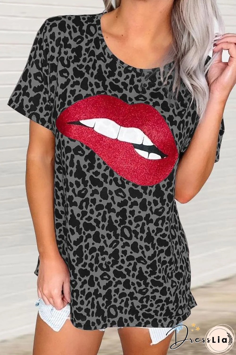Animal Print Lips Graphic Tee