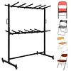 [US Local Warehouse] Folding Chair Rack with Locking Rubber Wheels Folding Chair Cart 88 Lbs Capacity Chairs Storage Dolly for Weddings & Events