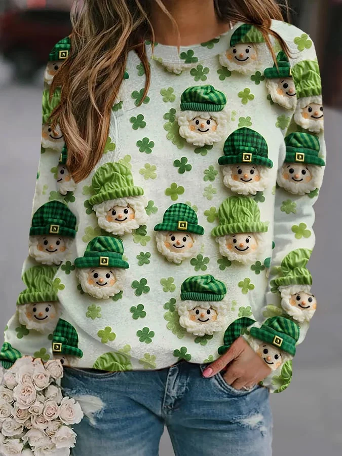Women's Casual St Patrick'S Day Printed Long Sleeve Sweatshirt