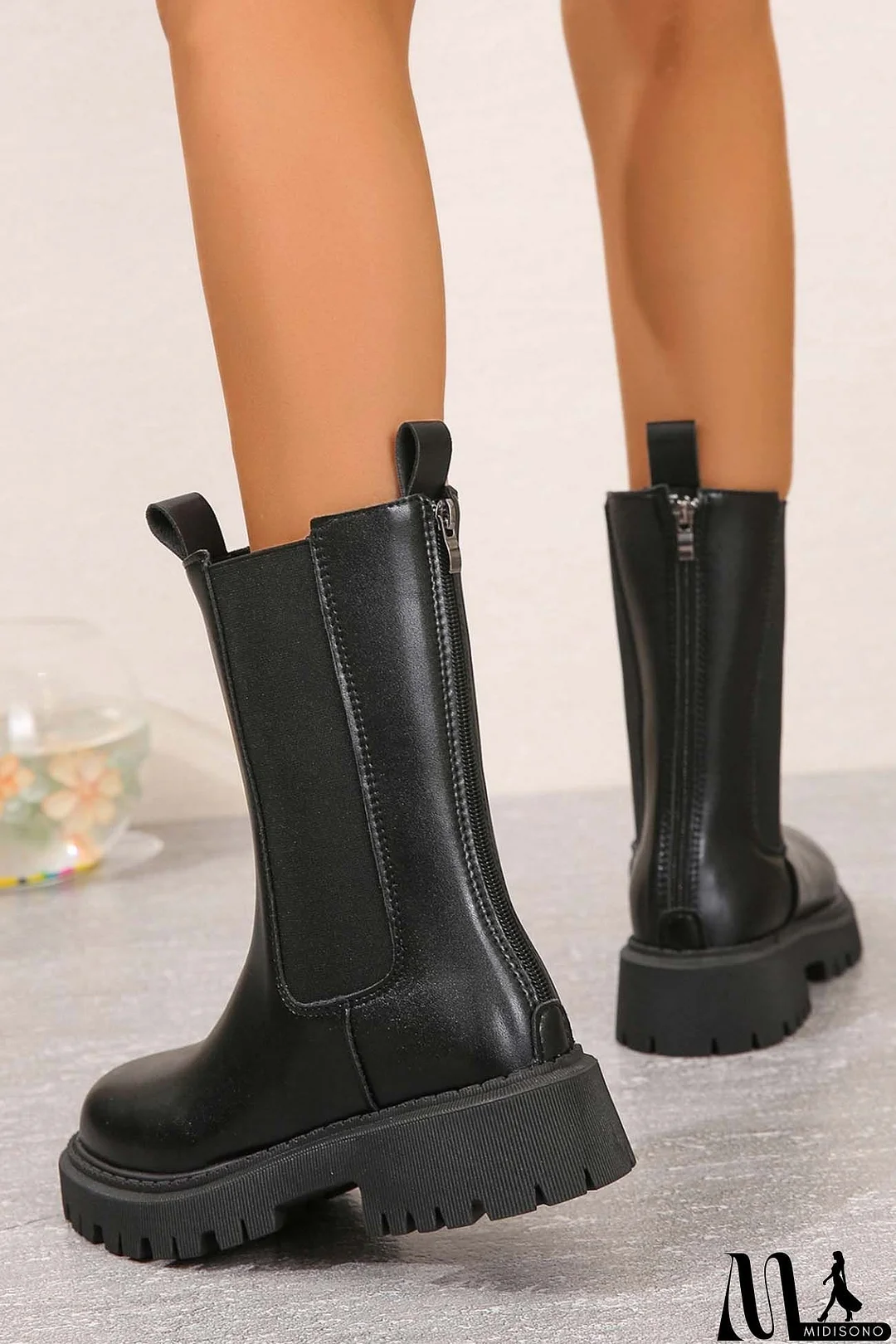 MidiSono - Chelsea Mid-Calf Platform Boots