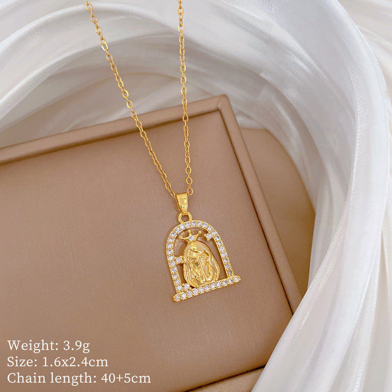 Copper Micro-Inlaid Necklace For Women Copper Micro-Inlaid Real Gold Electroplating Simple Ins Exquisite Clavicle Chain Neck Chain