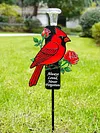 Solar Cardinal Memorial Stakes with LED Light Grave Memorial Plaque Stake Weatherproof Easy To Install Sympathy Gift for Loss of Mother Mom Grandma
