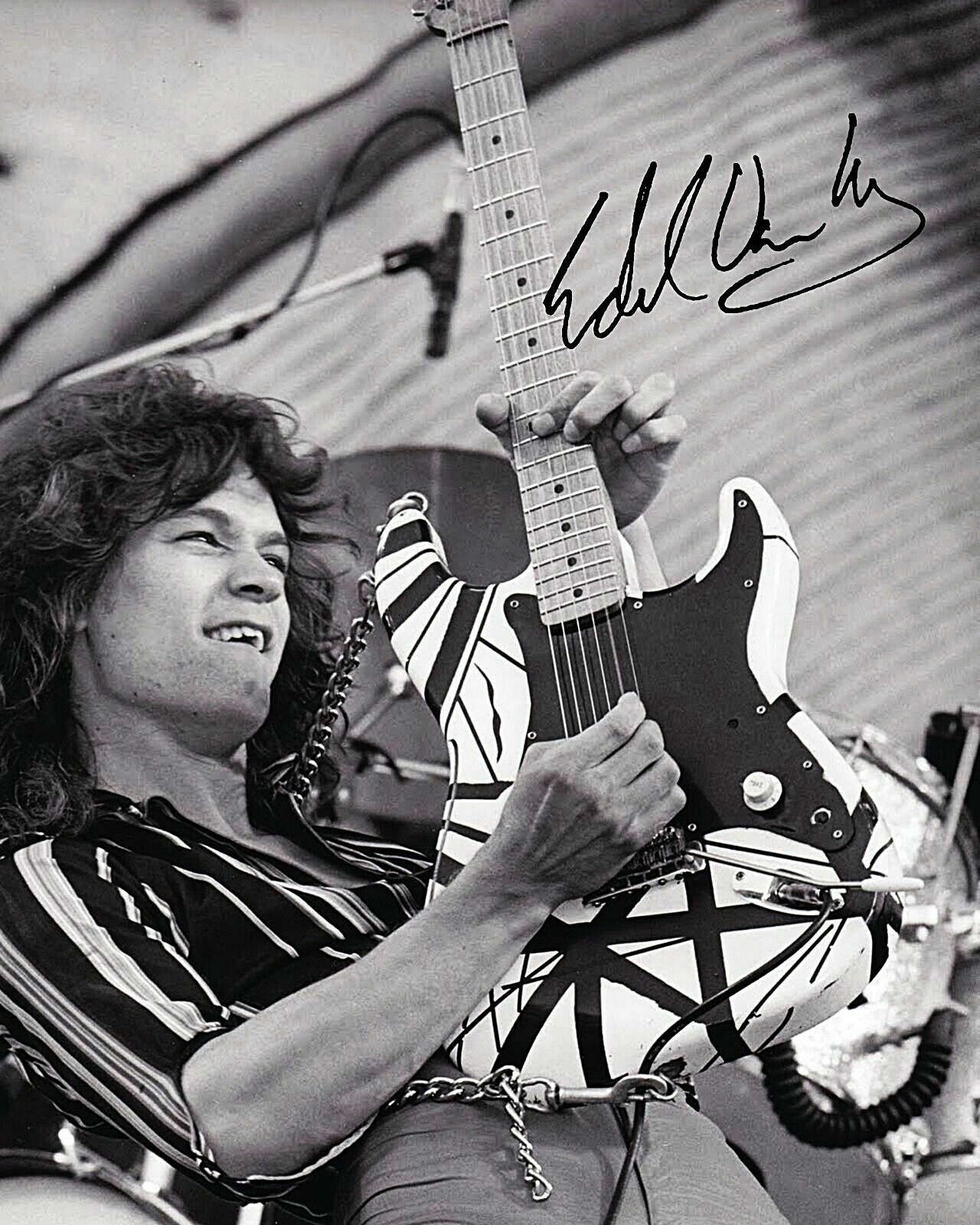 Guitar Legend EDDIE VAN HALEN 8x10 autographed Photo Poster painting - TOO COOL! ! (REPRINT)