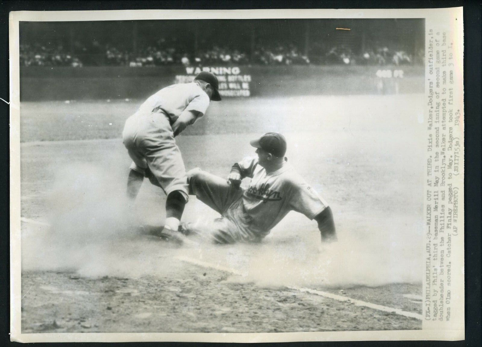 Dixie Walker & Pinky May 1943 Press Photo Poster painting Brooklyn Dodgers Phillies