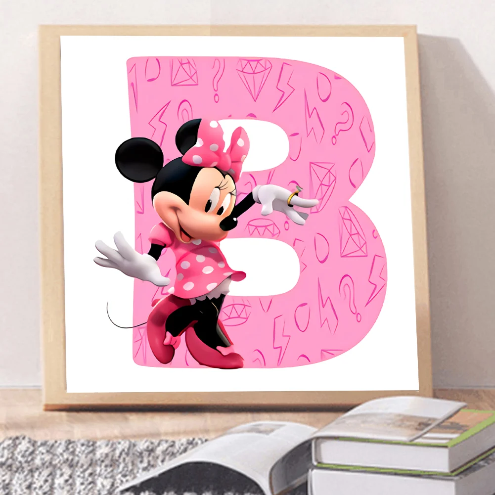 Full Round Diamond Painting 30*30cm - Letter B With Mickey Mouse