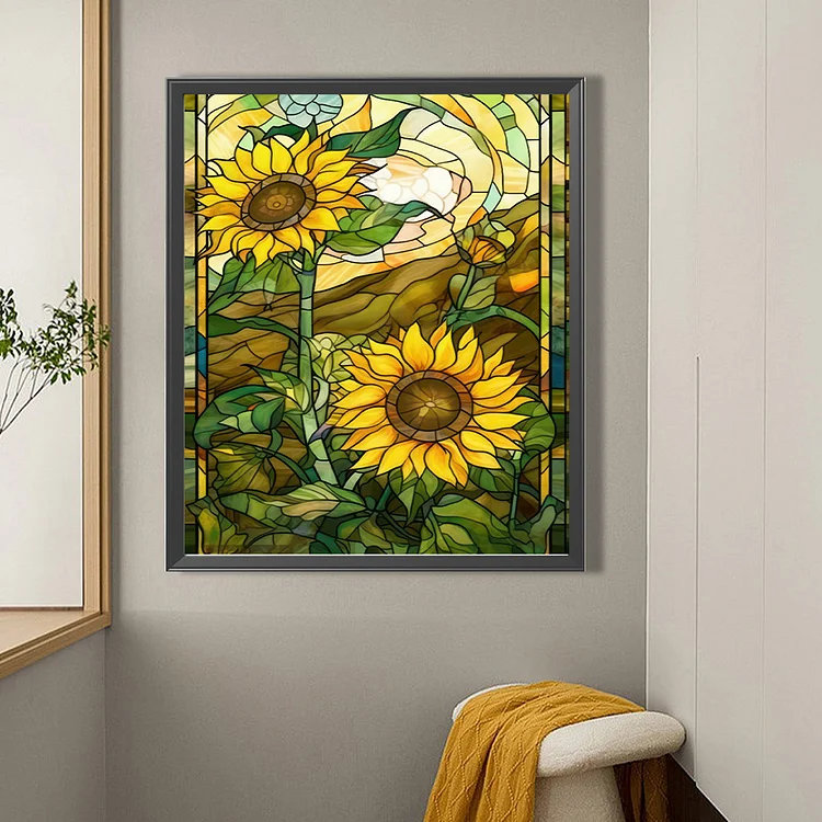 4PCS Diamond Painting - Full Round - Sunflower(30*30cm)