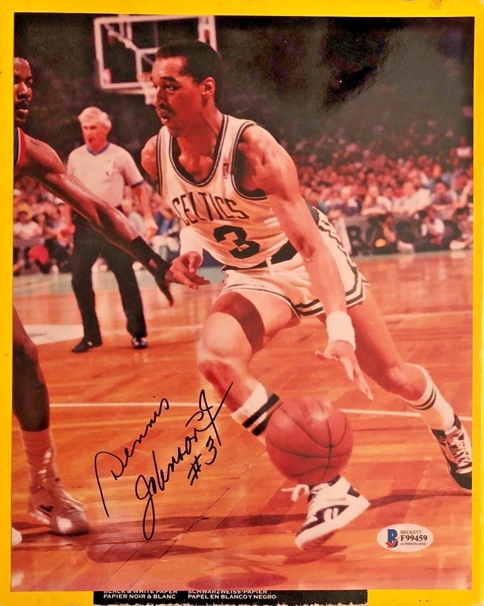 DENNIS JOHNSON SIGNED 8X10 BOSTON CELTICS Photo Poster painting BECKETT AUTHENTICATED