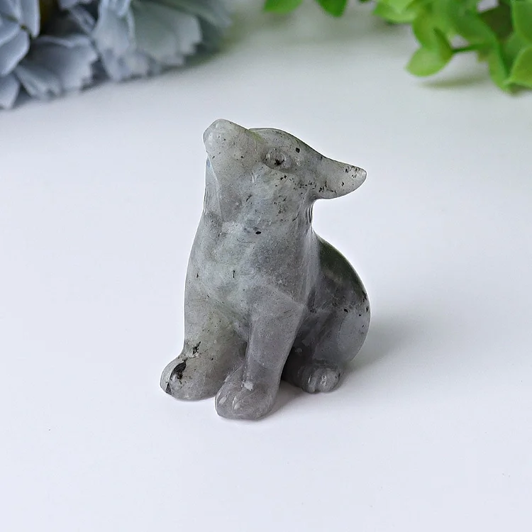 1.8" Wolf Crystal Carvings Animal Mini