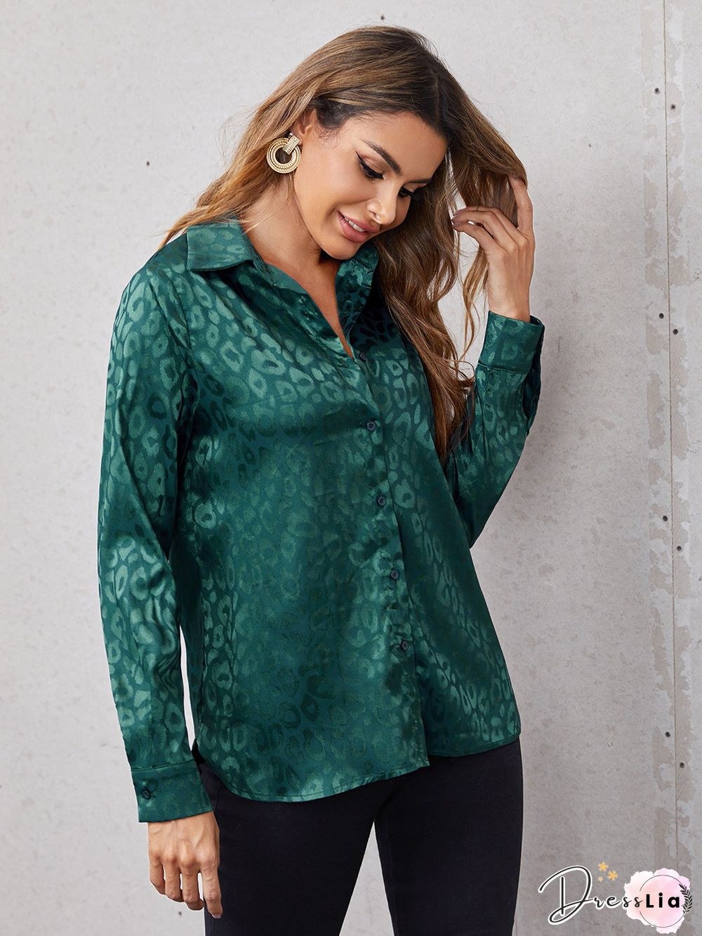 Vintage&nbsp;Printed Color Long Sleeve Shirt