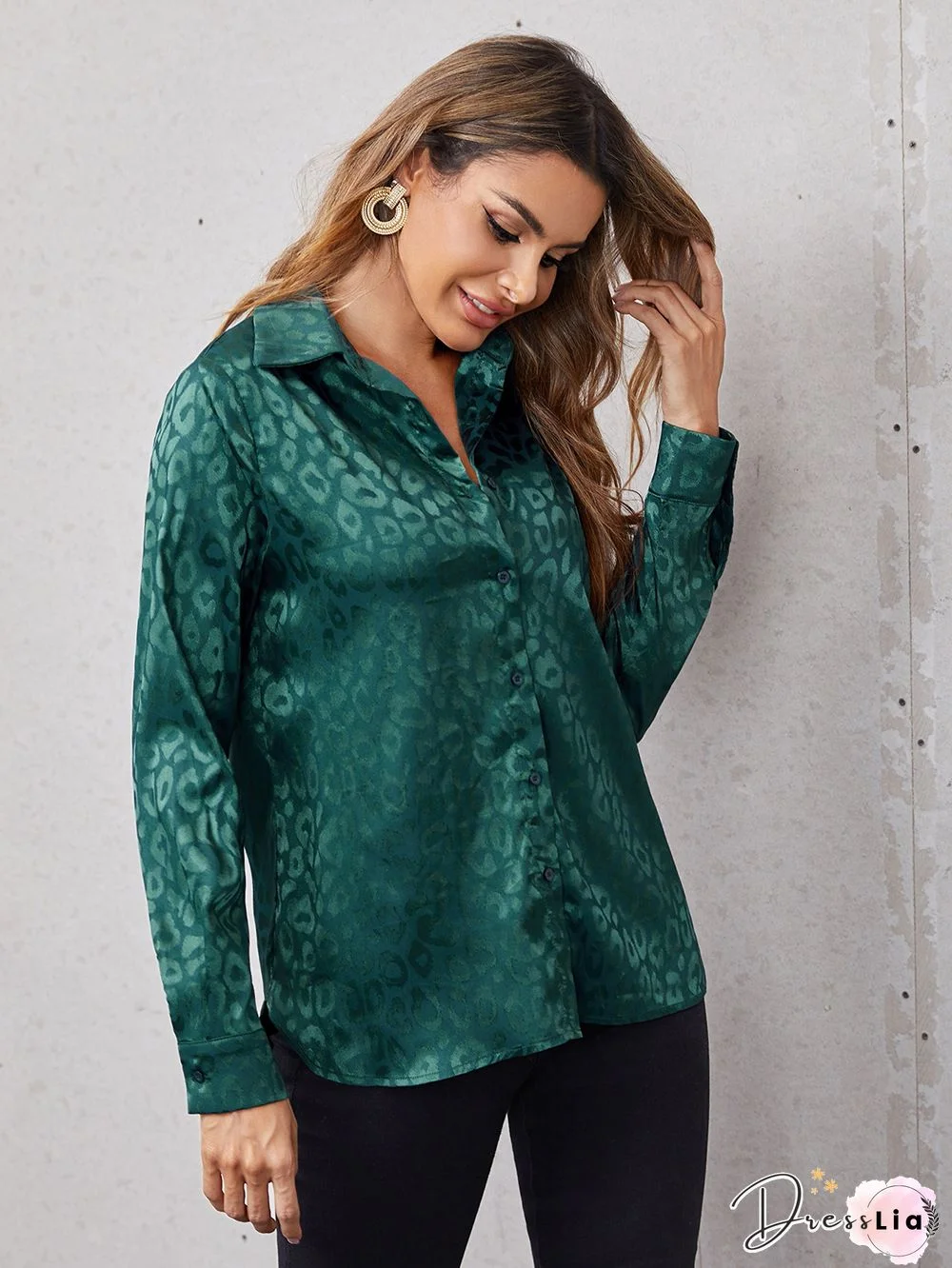 Vintage&nbsp;Printed Color Long Sleeve Shirt