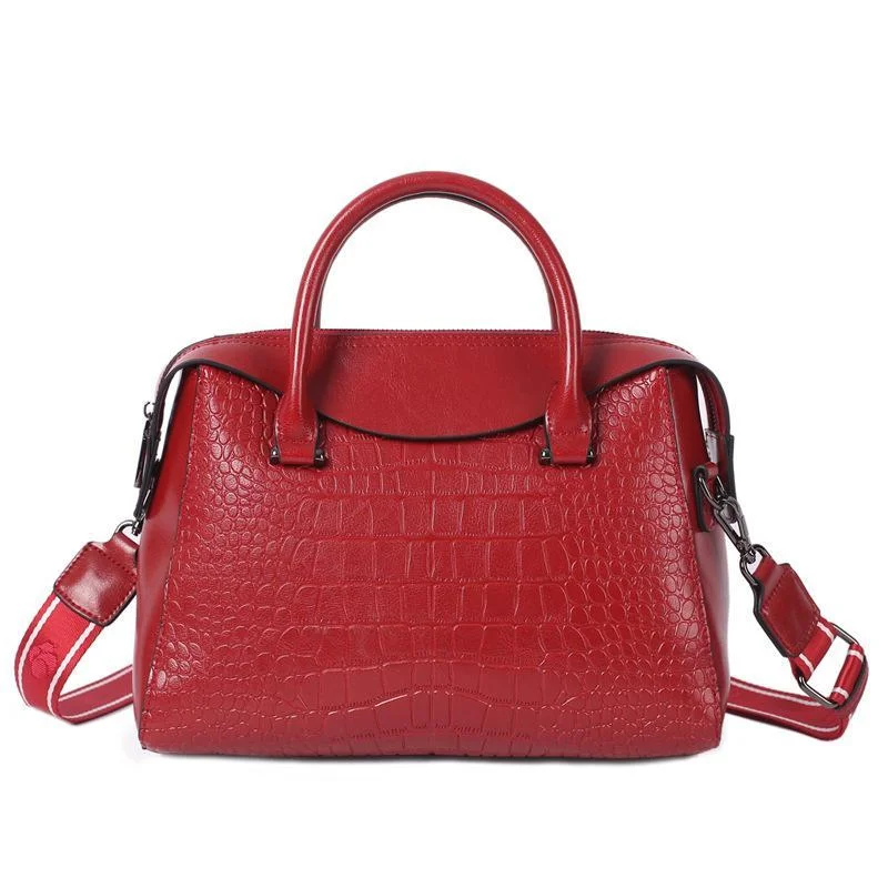 Embossed large bag single shoulder bag leather handbag