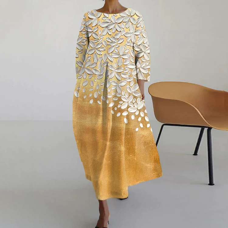 VChics Women's Glass Floral Pattern Design Casual Printed Dress