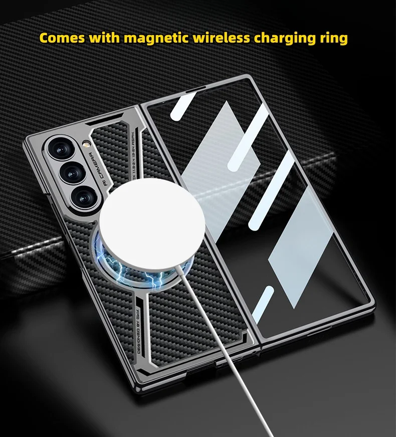 Suitable for Samsung zfold6 electroplated mobile phone case magnetic leather protective cover