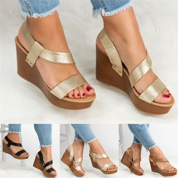 Women Wedge Sandals Ankle Strap Open Toe Platform Heels Party Shoes - BlackFridayBuys