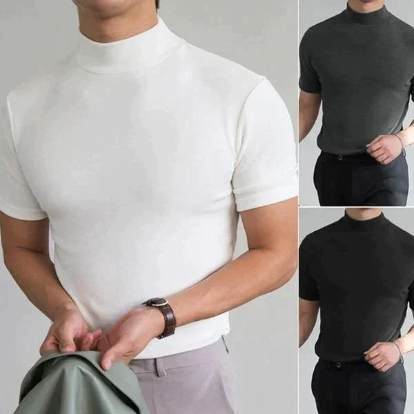 Acquista un articolo e ricevi due paia di calzini in omaggio.🔈🔈Speciale Aanbieding 2026 🎁Getailleerd T-shirt met Hoge Hals voor Mannen