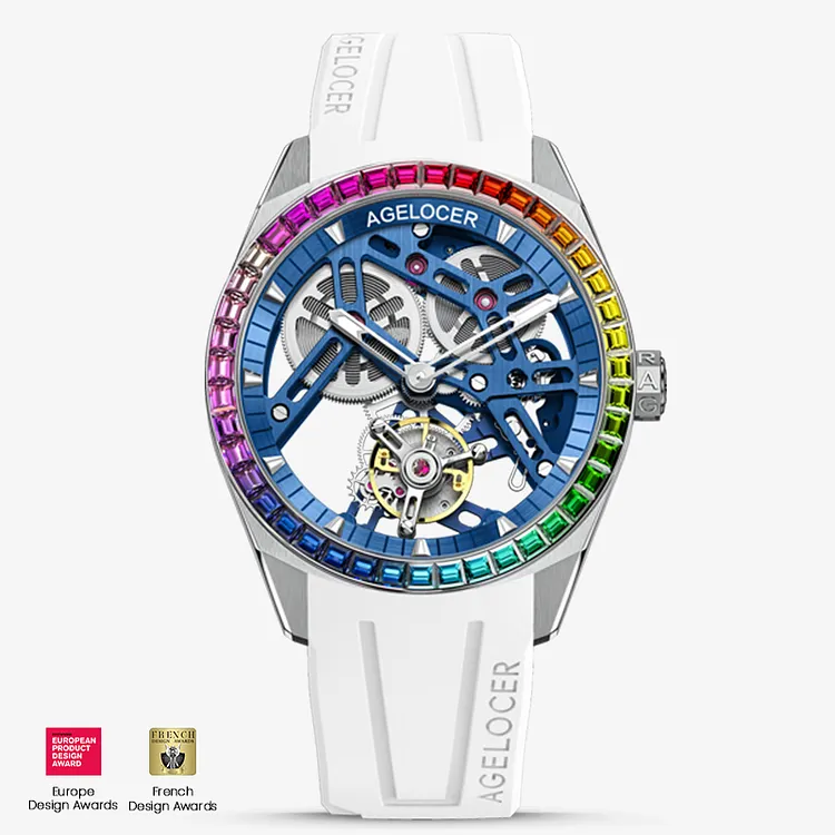 Agelocer Free-Sprung Balance Flying Tourbillon Rainbow-Bezel Swiss
