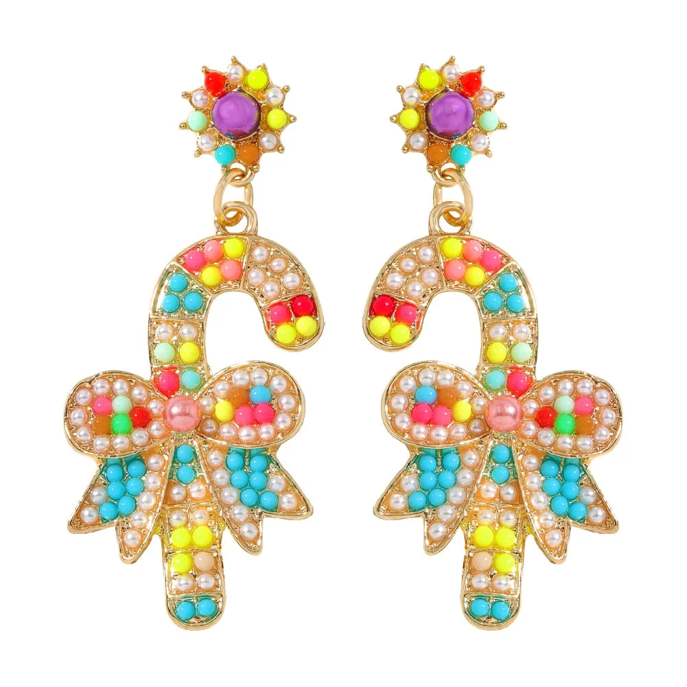 Dvacaman Sparkle Christmas Tree Candy Cane Gingerbread House Christmas Cactus Snowman Santa Drop Earrings For Women Cute Jewelry