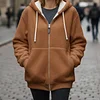 Hooded Fleece Jacket with Shearling Lining
