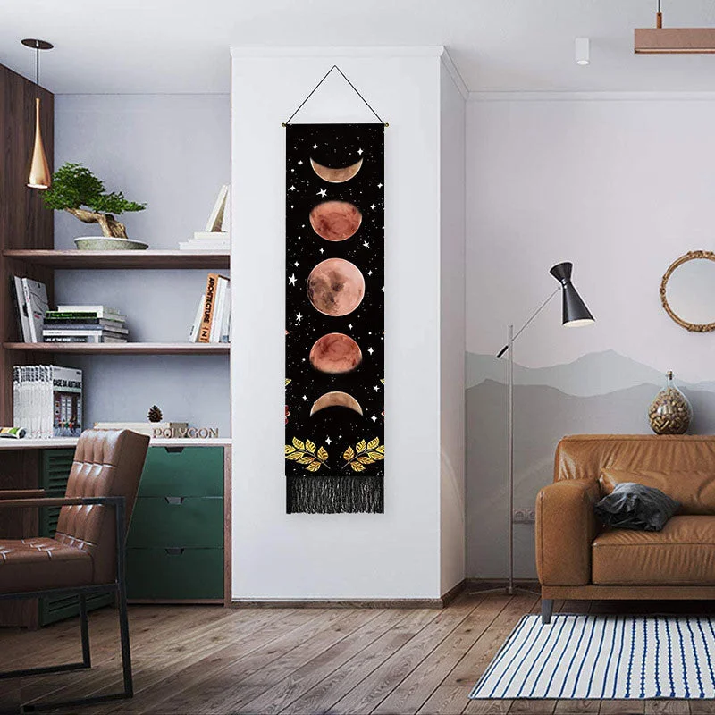 Tarot Devil Eye Wall Hanging Phase Tapestry Bohemia Mandala Tassel Tapestry Boho Hippie Art Tapestries For Bedroom Office Decor