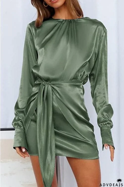 Fashion Long Sleeve O Neck Chic Dress