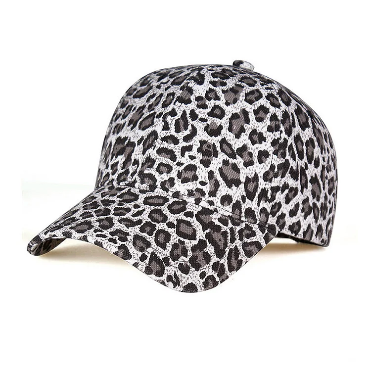 Men Womens Leopard Baseball Caps Sports Dance Party Hats Snapback Sun Hats Hip-Hop Adjustable Caps Gold Gray